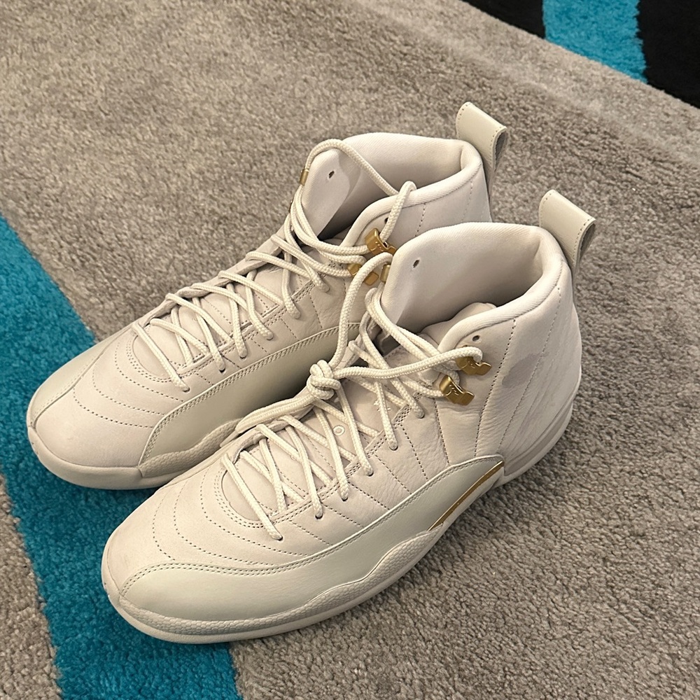 Jordan Cream and Gold High-Top Sneakers